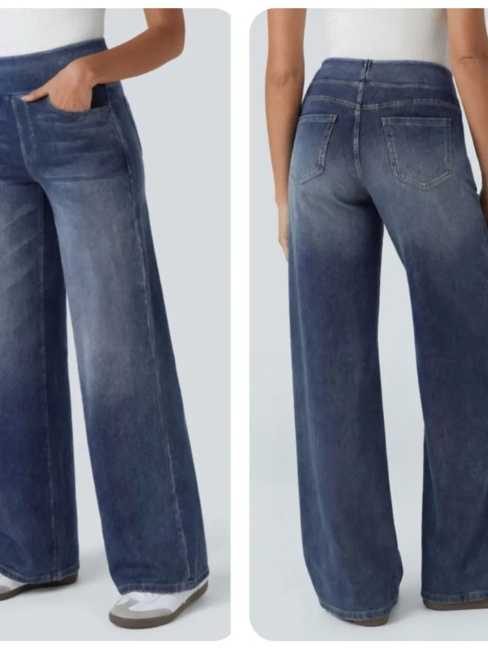 HALARA Jeans Women’s S Blue Flex Denim Wide-Leg High-Rise NEW WITH TAGS! - Picture 1 of 10